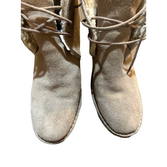 PIERRE HARDY Tan suede lace up shearling wedge ankle desert chukka boots sz 9 40 - Picture 11 of 13